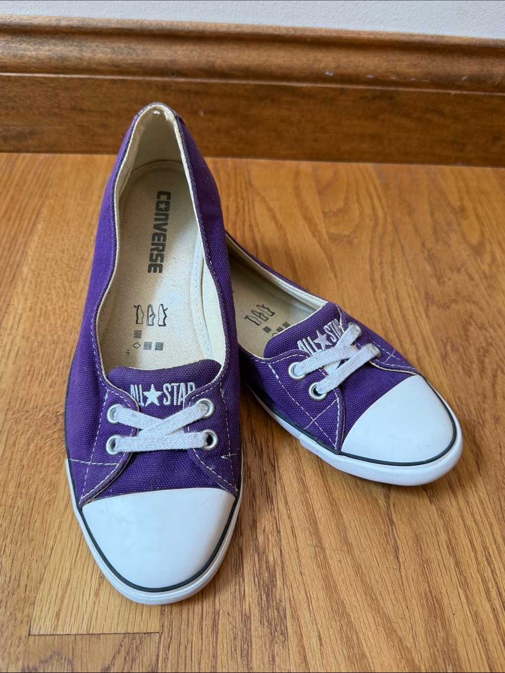 Converse All Star Ballet Lace Low Cut Canvas Sneakers Slip On Purple Women’s 7 - Picture 8 of 8